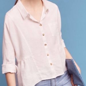 Anthropologie Holding Horse Linen Peplum Hem Top